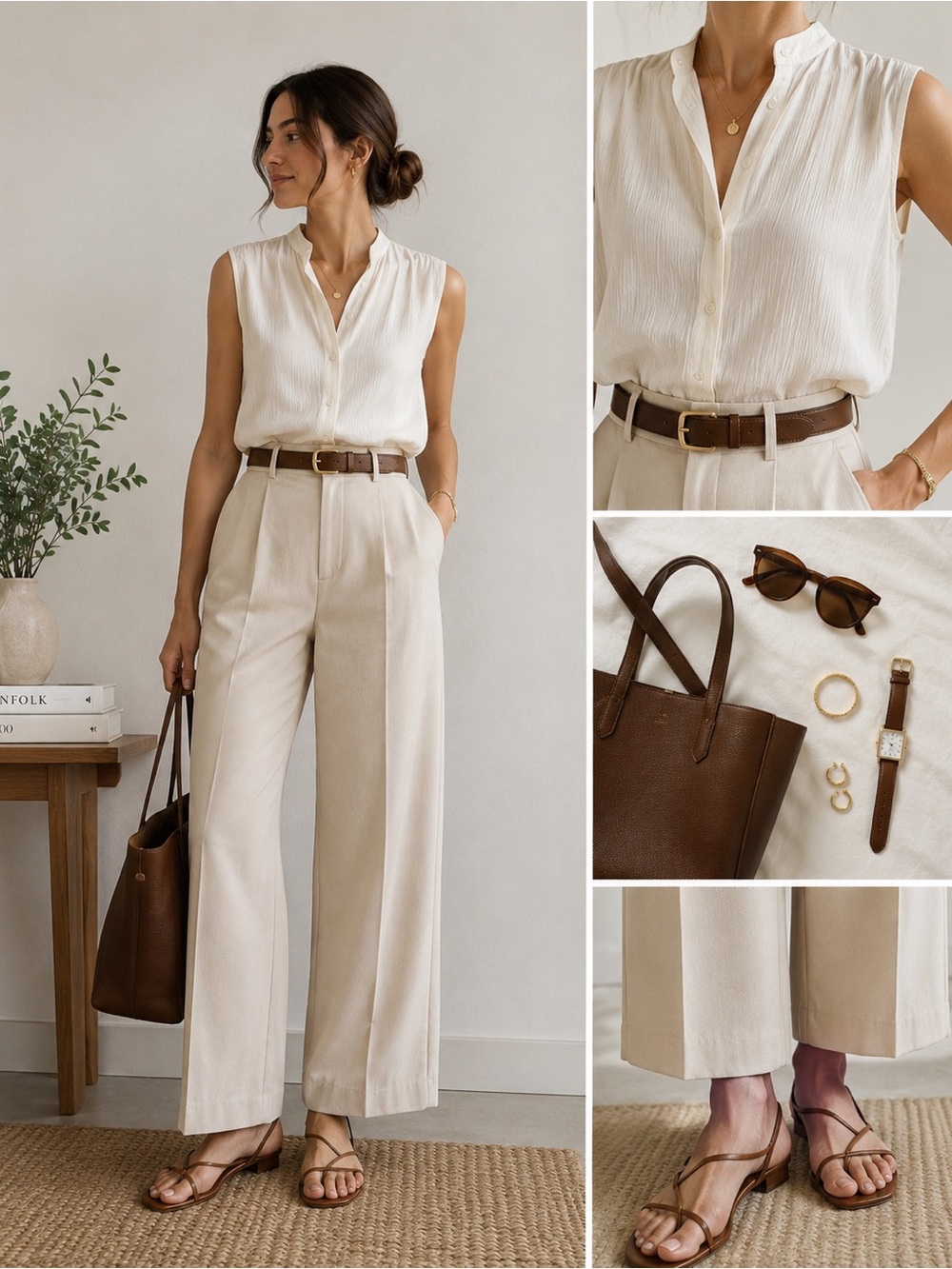 Rebecca Minkoff Ivory Button-Down Blouse size M
